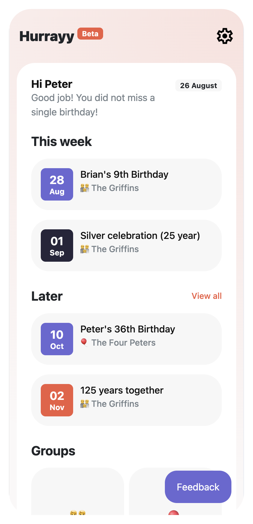 Hurrayy! birthday reminder app